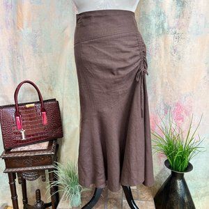 VTG📌Fiamma Chocolate Brown  Linen Full Skirt Wearable in Different Ways